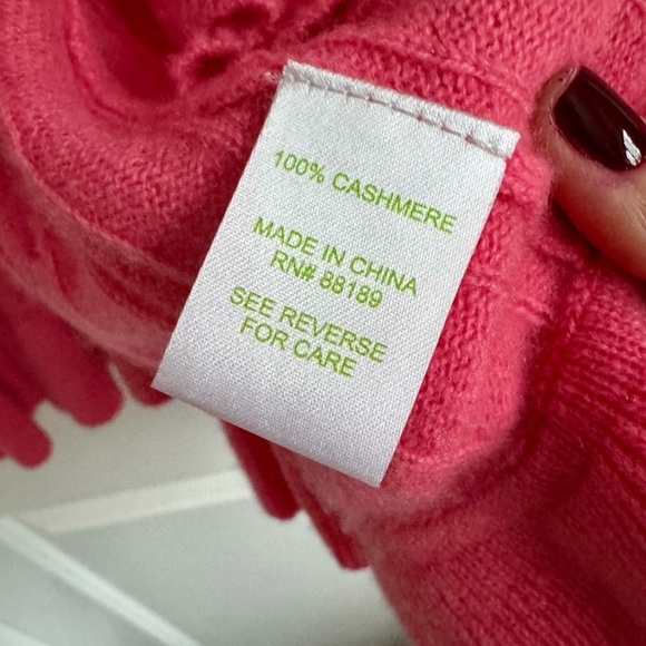 Lilly Pulitzer Cashmere Ruffle Cable Knit Open Front Cardigan Sweater Pink XS - Picture 8 of 8